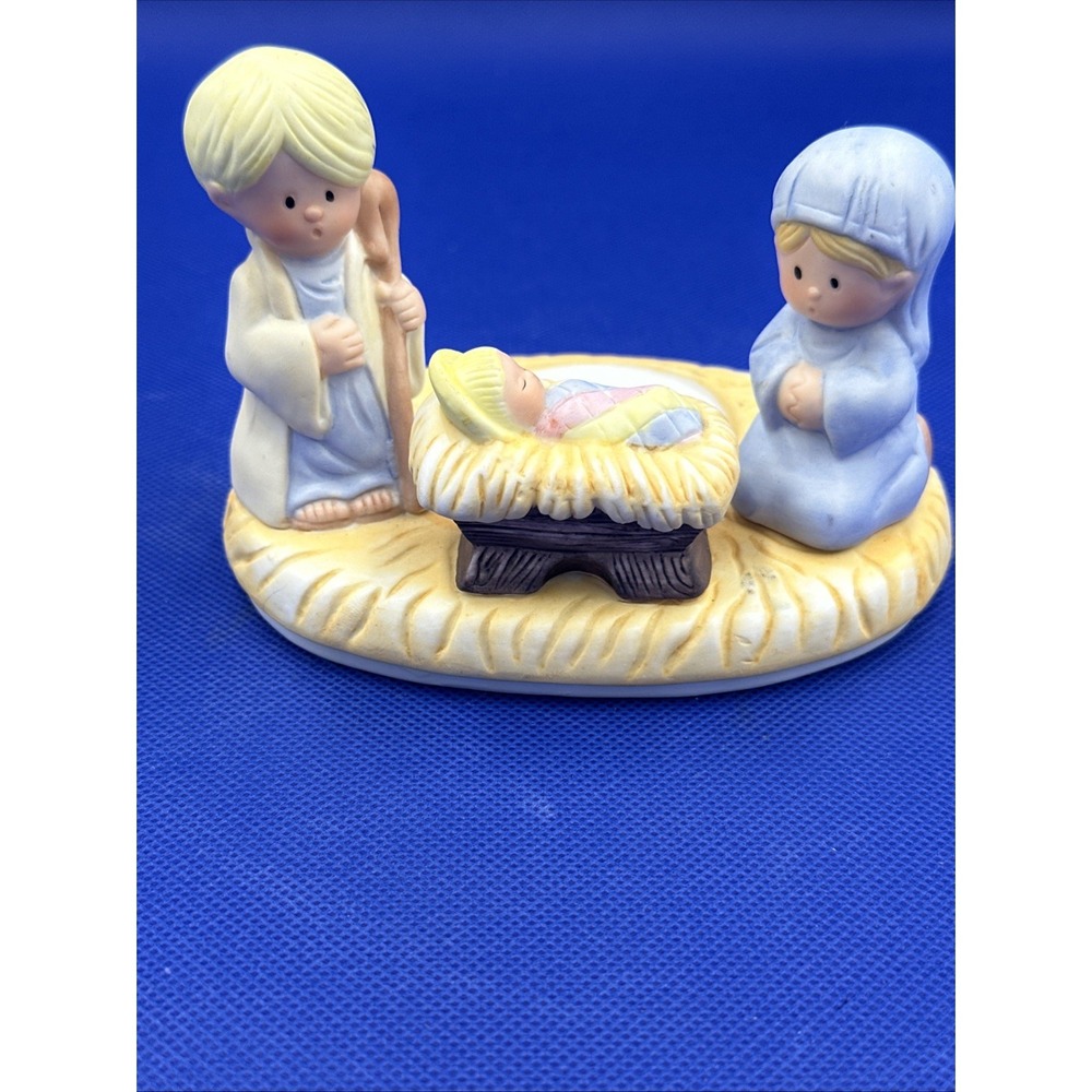 VTG 1985 WNS Nativity Scene Figurine Mary, Joseph & Baby Jesus Candle Holder‎